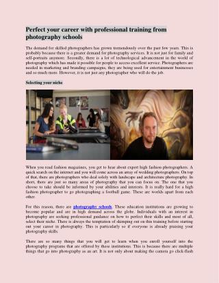 Perfect your career with professional training from photography schools