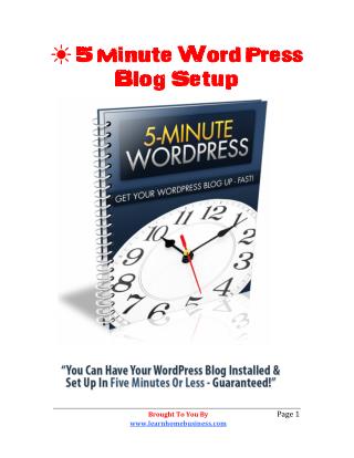 5 Minute WordPress Blog Setup For The Newbie