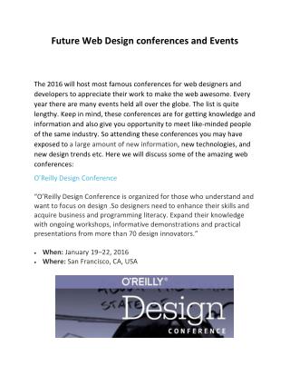 Future Web Design conferences and Events