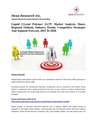 Liquid Crystal Polymer (LCP) Market Analysis, Share, Regional Outlook, Industry Trends, Competitive Strategies And Segme