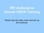 RPI Ambulance Annual OSHA Training