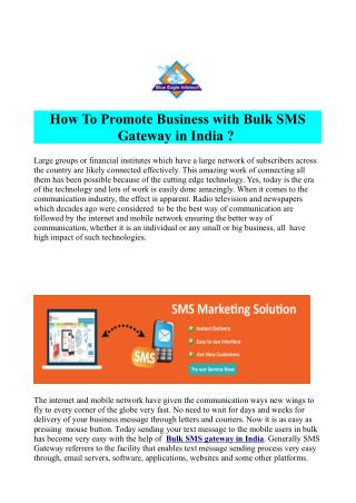 Bulk SMS Gateway Provider in India