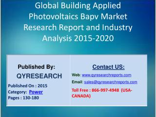 Global Building Applied Photovoltaics Bapv Market 2015 Industry Analysis, Research, Growth, Trends and Overview