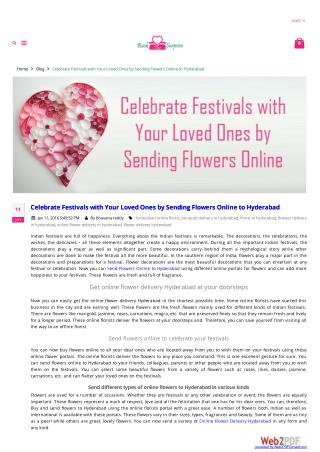 Celebrate Festivals with Your Loved Ones by Sending Flowers Online to Hyderabad