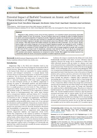 XRD Analysis of Magnesium to Evaluate Human Energy Impact