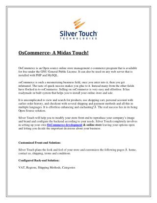 OsCommerce- A Midas Touch!