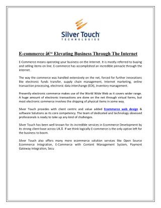 E-commerce â€“ Elevating Business Through The Internet