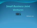 Small Business Joint Ventures