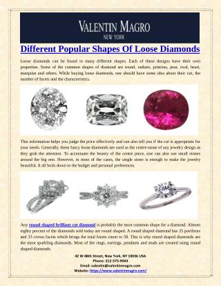 Different Popular Shapes Of Loose Diamonds