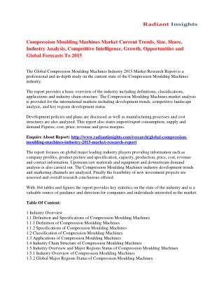 Compression Moulding Machines Market Strategies And Forecast To 2015