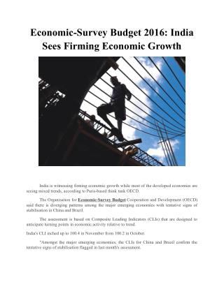 Economic-Survey Budget 2016: India Sees Firming Economic Growth