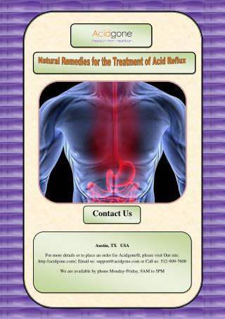 Natural Remedies for the Treatment of Acid Reflux