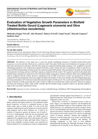 Biofield Energy Treatment Impact on Bottle Gourd & Okra