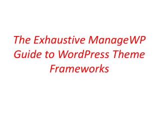 The Exhaustive Manage