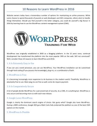10 Reasons to Learn WordPress in 2016