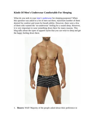 Kinds Of Men’s Underwear Comfortable For Sleeping