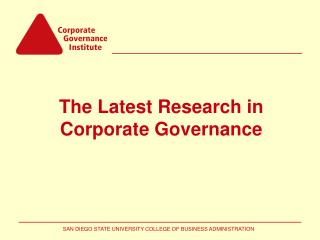 The Latest Research in Corporate Governance