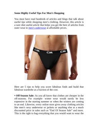 Some Highly Useful Tips For Men's Shopping