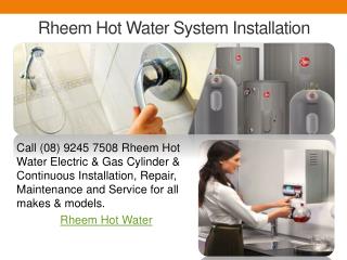 Rheem Hot Water System Installation
