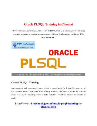 Oracle PLSQL Training in Chennai
