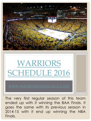 Warriors Schedule 2016