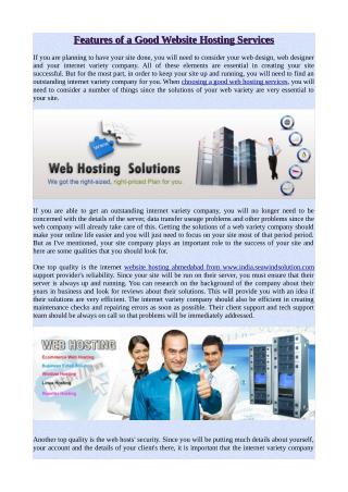 Features of a Good Website Hosting Services