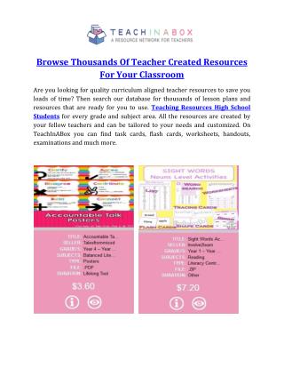 Browse thousands of teacher created resources for your classroom