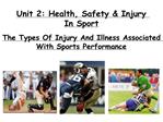 Unit 2: Health, Safety Injury In Sport