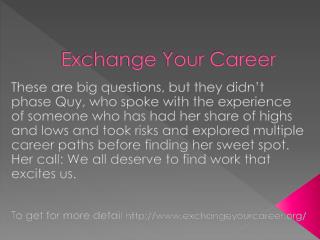 www.exchangeyourcareer.org