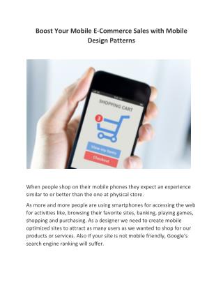 Boost Your Mobile E-Commerce Sales with Mobile Design Patterns