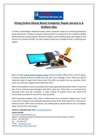 Hiring Online Delray Beach Computer Repair Service Is A Brilliant Idea