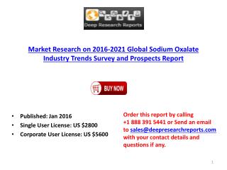 Sodium Oxalate Industry: Global Trend, Profit, and Key Manufacturers Analysis Report