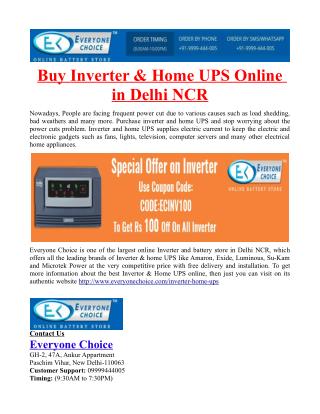 Buy Inverter & Home UPS Online in Delhi NCR