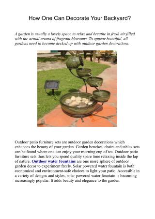 Outdoor water fountains