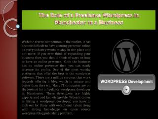 The Role of a Freelance Wordpress in Manchester in a Business