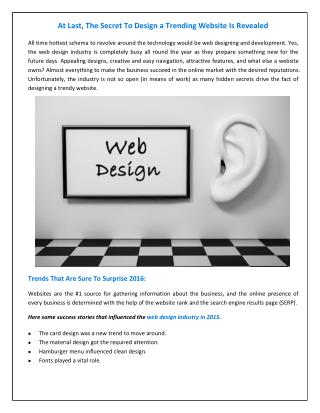 At Last, The Secret To Design a Trending Website Is Revealed
