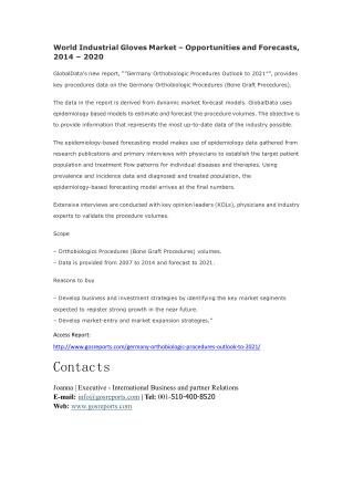 Germany Orthobiologic Procedures Outlook to 2021