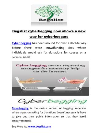 Begslist cyberbegging now allows a new way for cyberbeggars