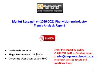 Phenylalanine Industry Global Growth Analysis Report 2016.