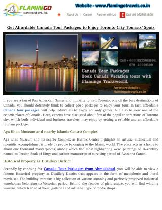 Get Affordable Canada Tour Packages to Enjoy Toronto City Tourists’ Spots