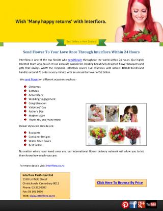 Send Flower To Your Love Once Through Interflora Within 24 Hours