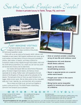 Motor Yacht Tivoli Cruise South Pacific Flyer