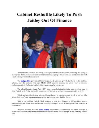 Cabinet Reshuffle Likely To Push Jaitley Out Of Finance