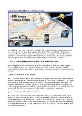 Questionnaire About Driver Monitoring System
