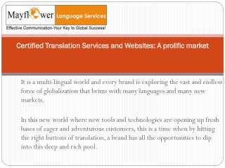 Certified Translation Services and Websites a Prolific Market