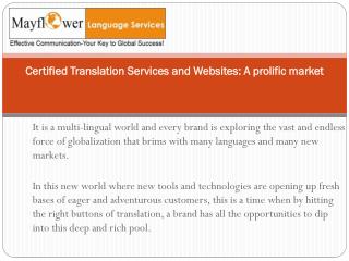Certified Translation Services and Websites a Prolific Market