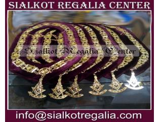 Masonic Past Master chain collar maroon backing