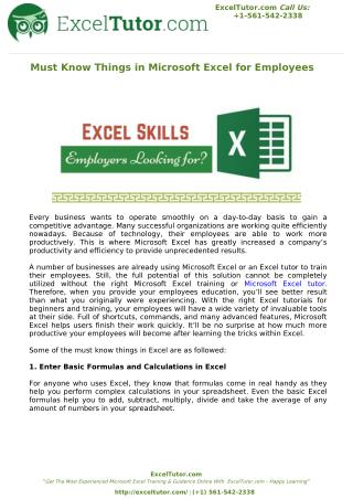Must Know Things in Microsoft Excel for Employees