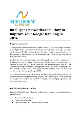 Intelligent-networks.com: How to Improve Your Google Ranking