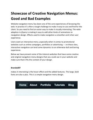 Showcase of Creative Navigation Menus: Good and Bad Examples